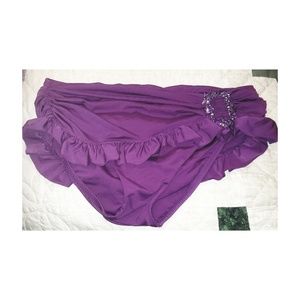 Becca purple ruffle bikini skirt size M